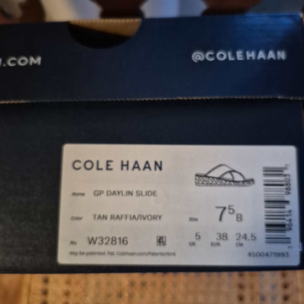 NIB Cole Haan Tan Woven Slide Sandals - Picture 5 of 5